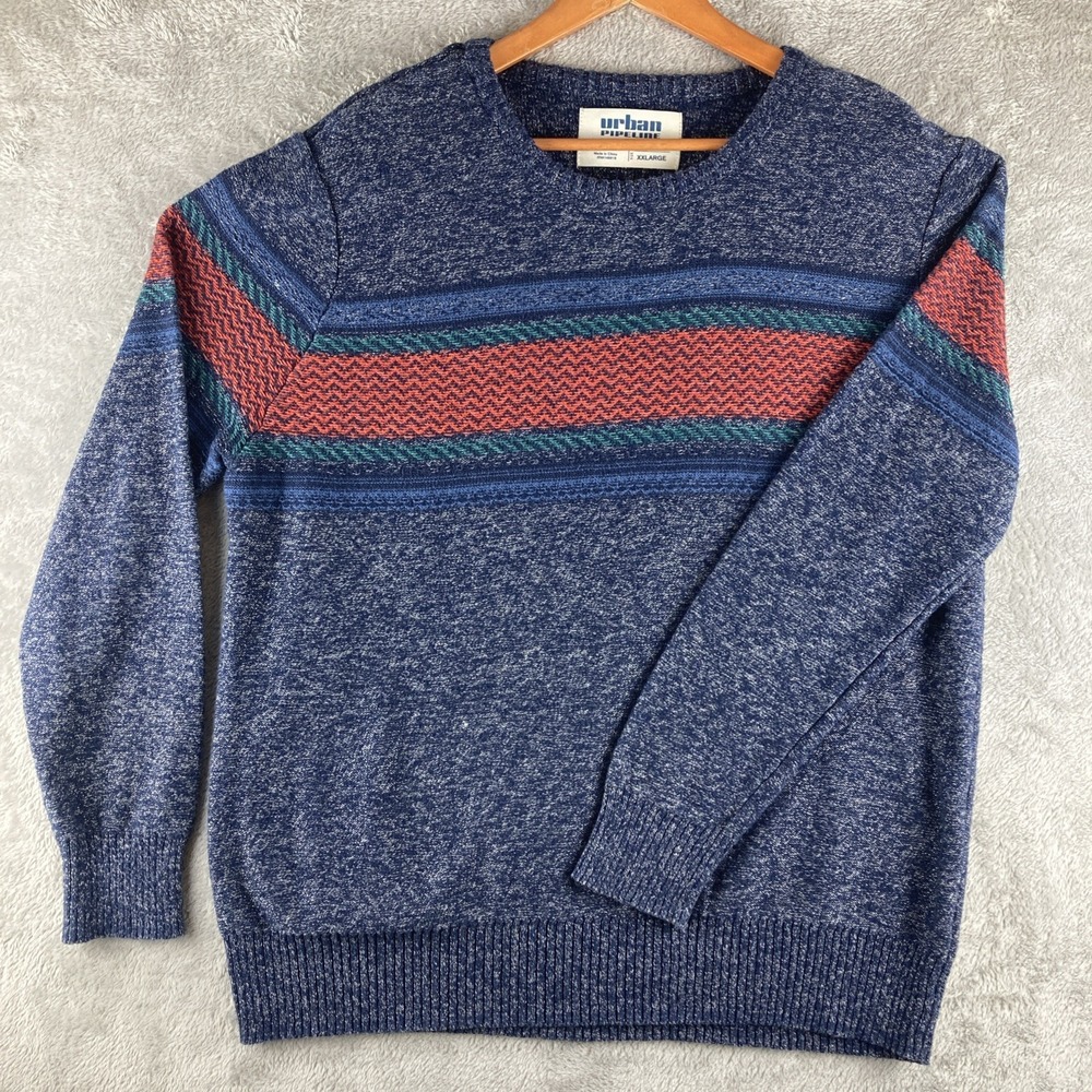 Urban Pipeline Sweater Mens XXL Blue Multicolor Long Sleeve Knitted Pullover